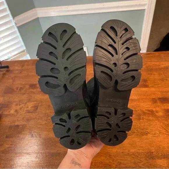 New Farm Rio Anthropologie tall black suede lug sole boots embroidered back sz 7 - Picture 11 of 13